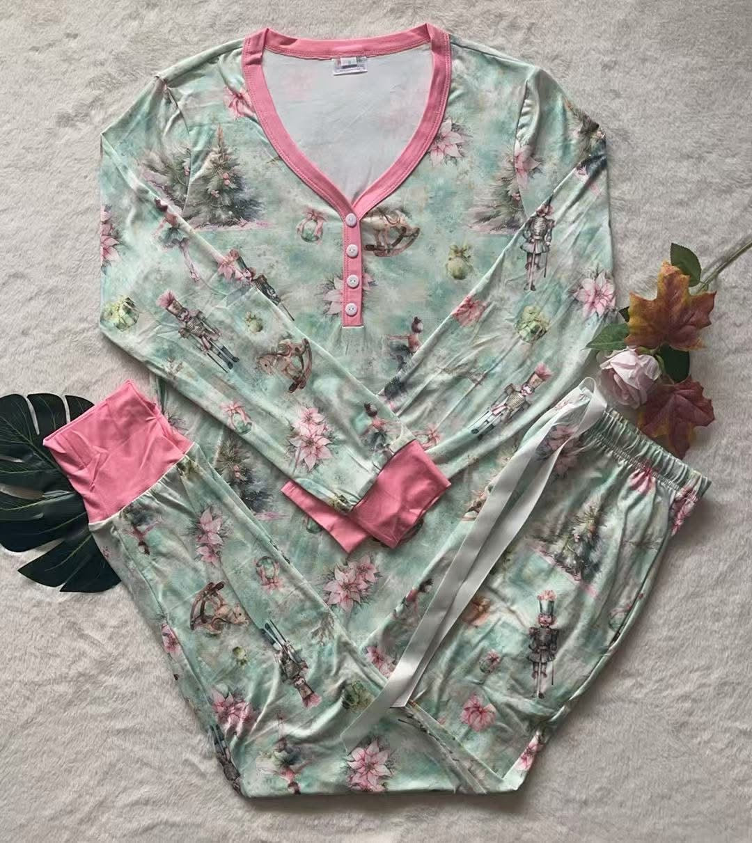 Long Sleeve Christmas Women Jogger PJ Set