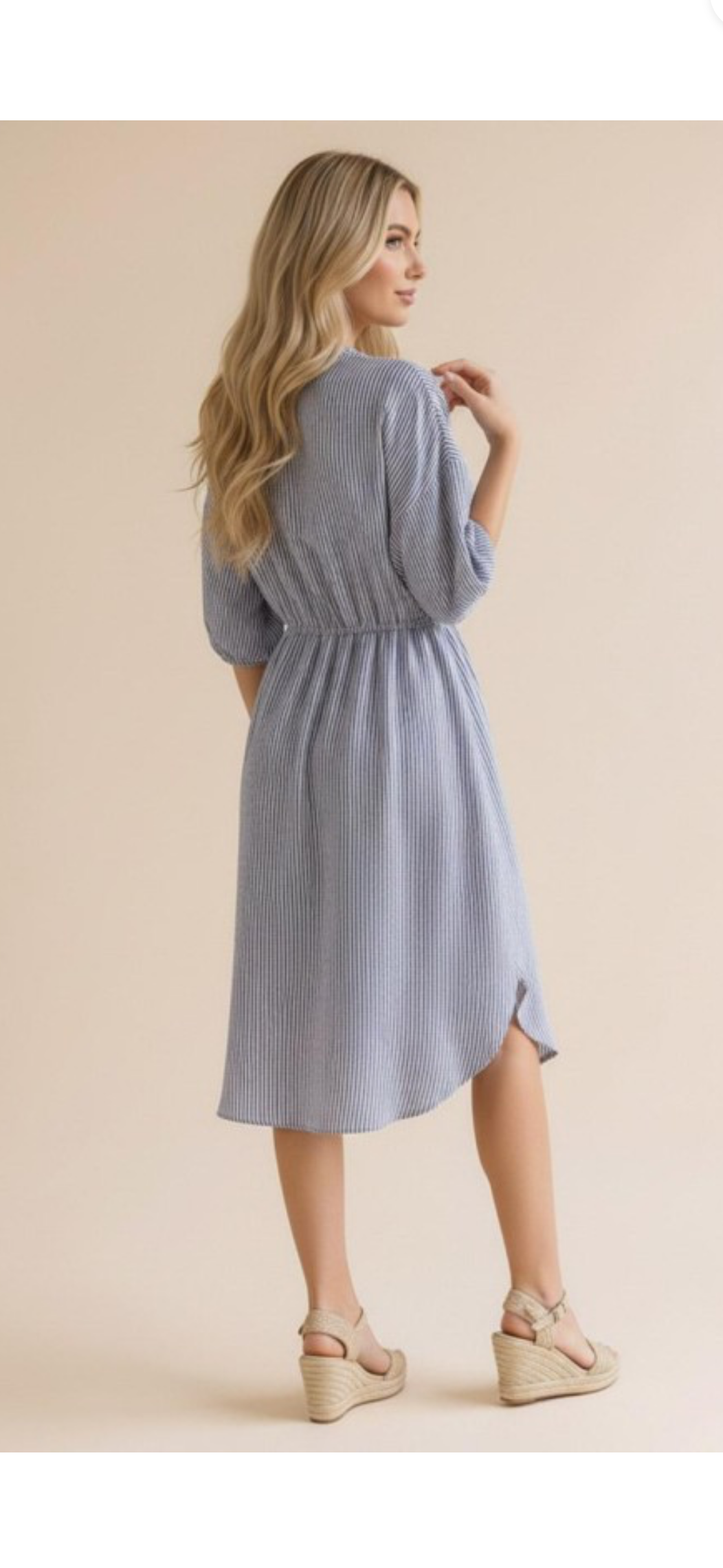 Blue Striped Dress with pockets