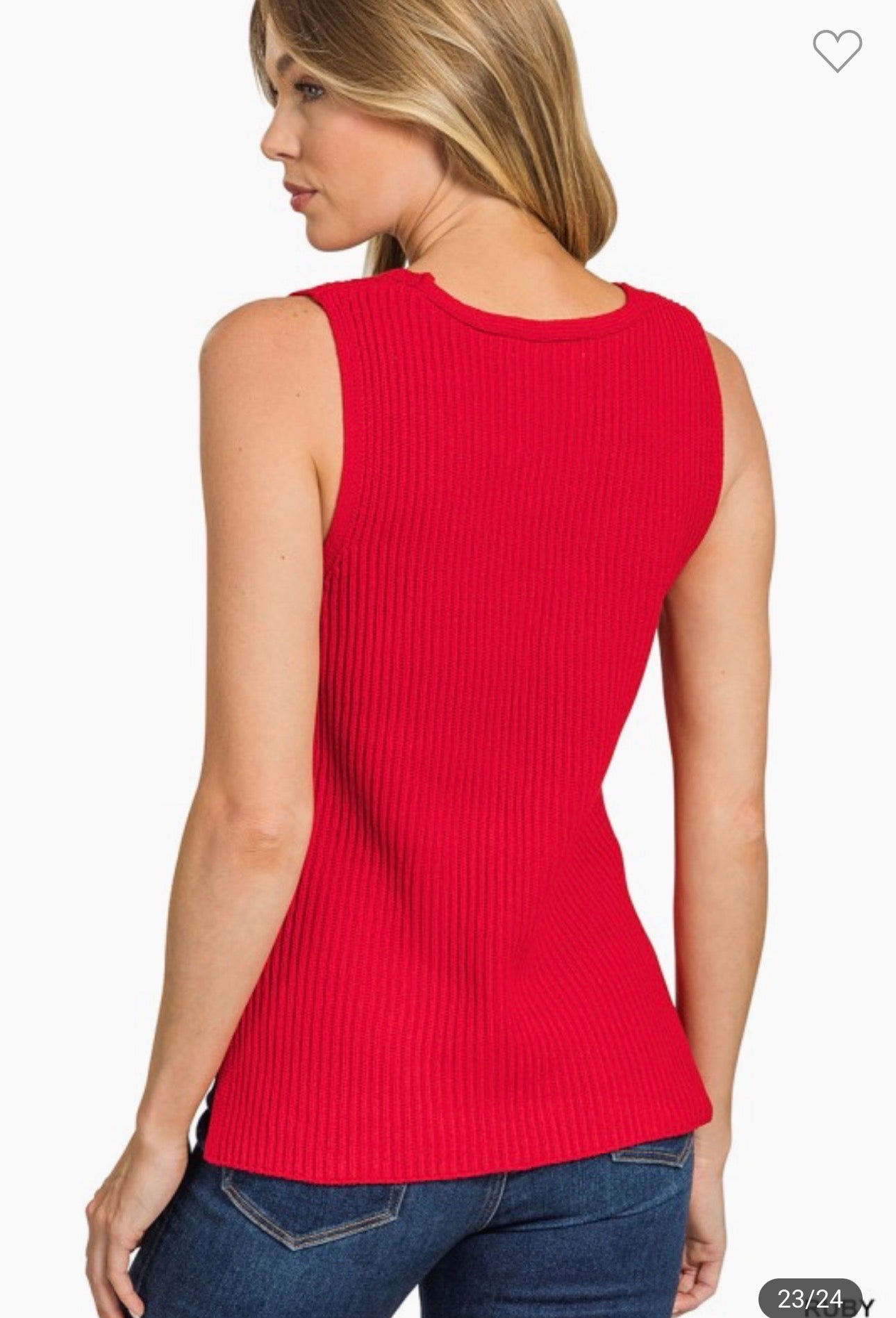 Four Button Vest with Side Slits in Red