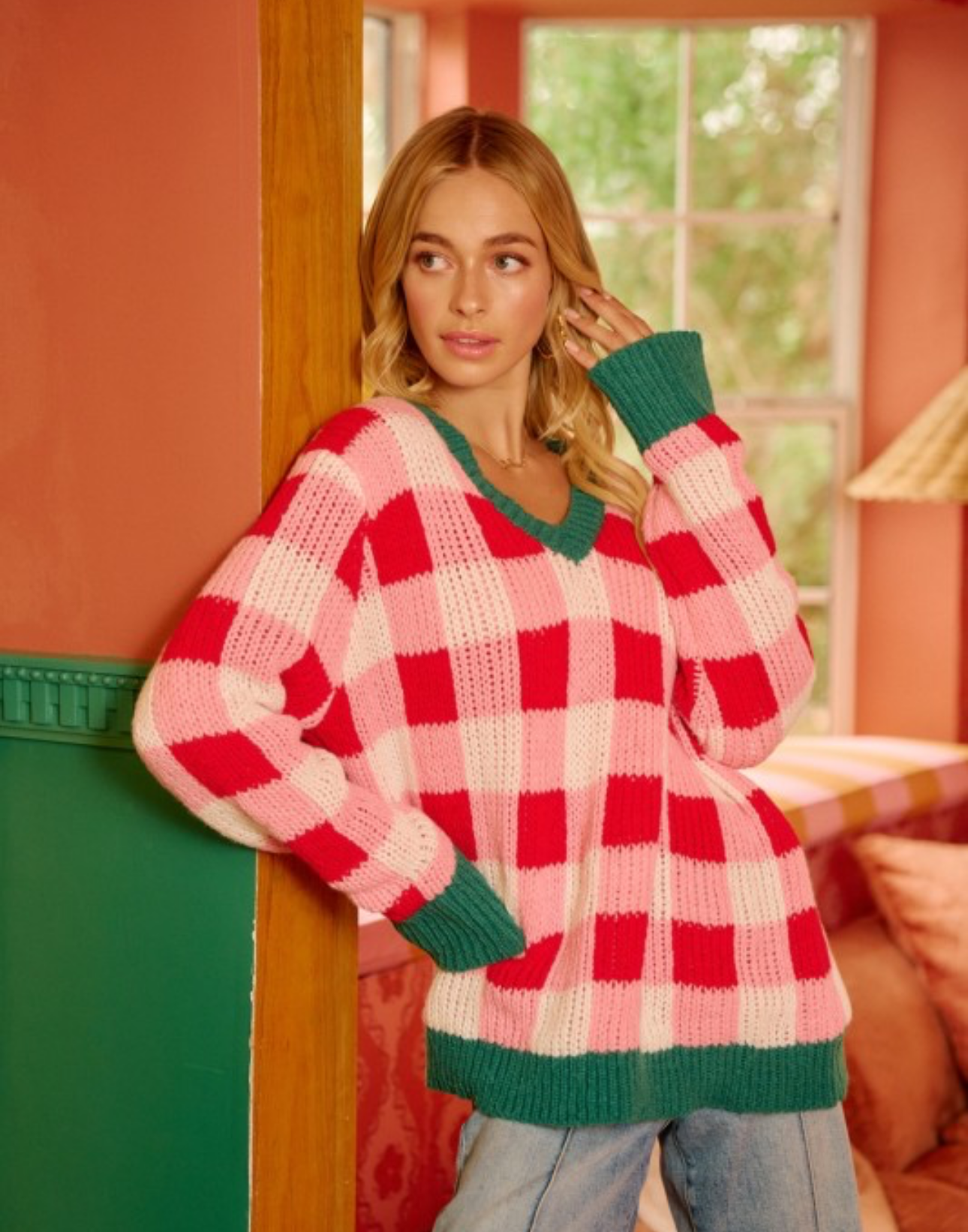 Christmas Themed Checked Sweater