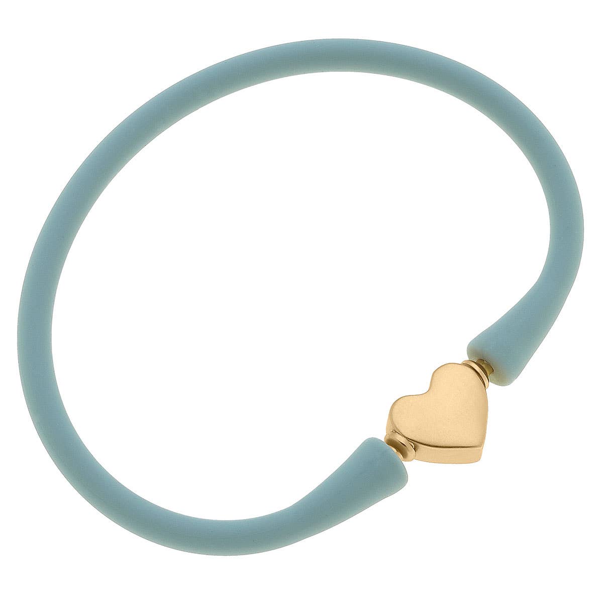 Bali 24K Gold Plated Heart Bead Silicone Bracelet