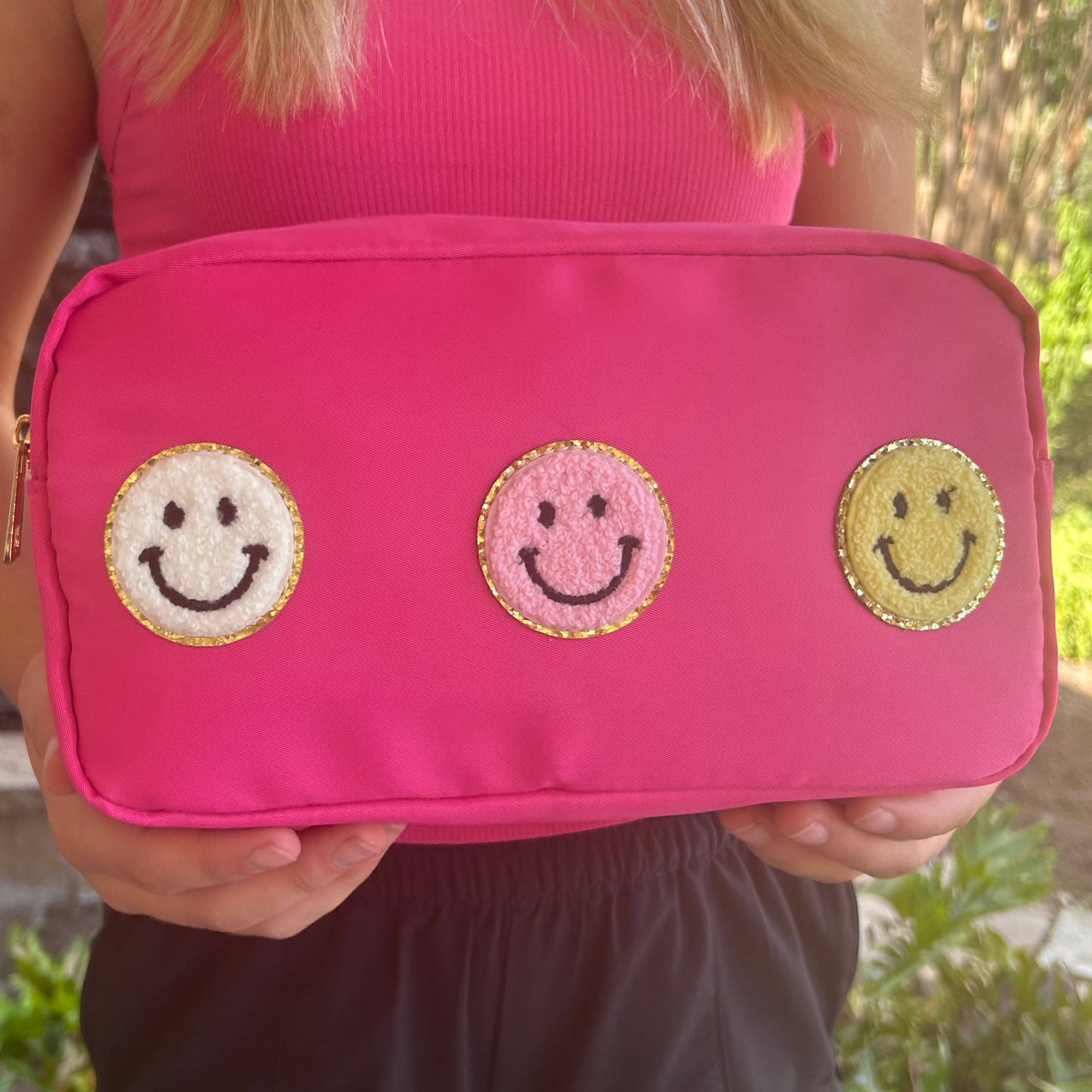 Cosmetic or Toiletry Bag with Varsity Letter Patches