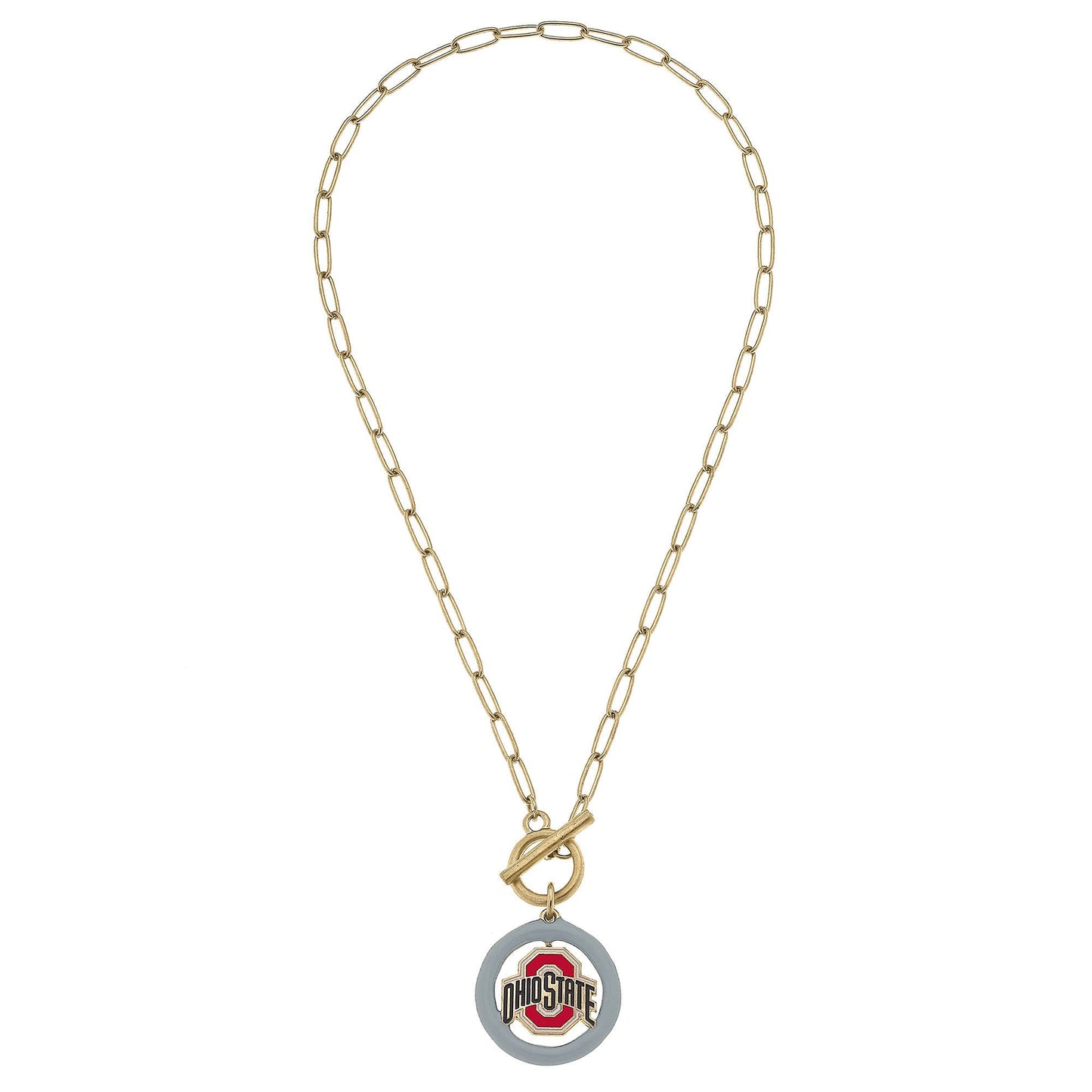 Ohio State Buckeyes Logo Enamel T-Bar Necklace