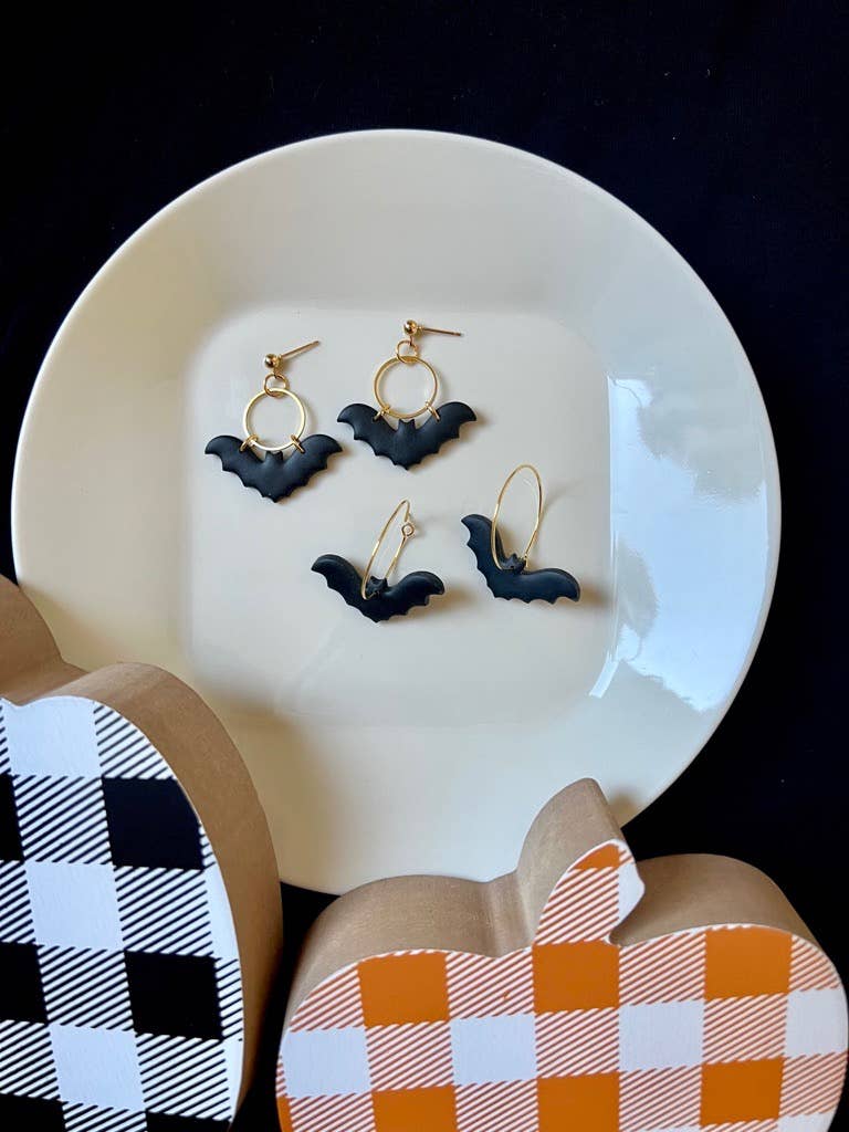 Bat Halloween Clay Earrings