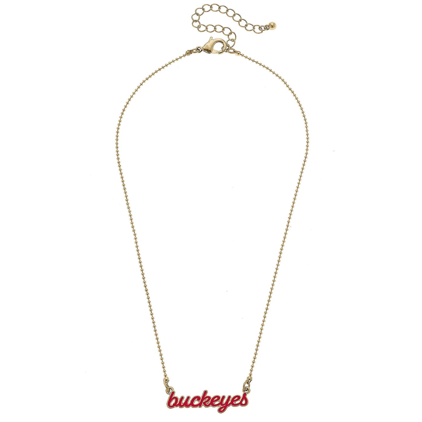 Ohio State Buckeyes Enamel Script Necklace in Scarlet
