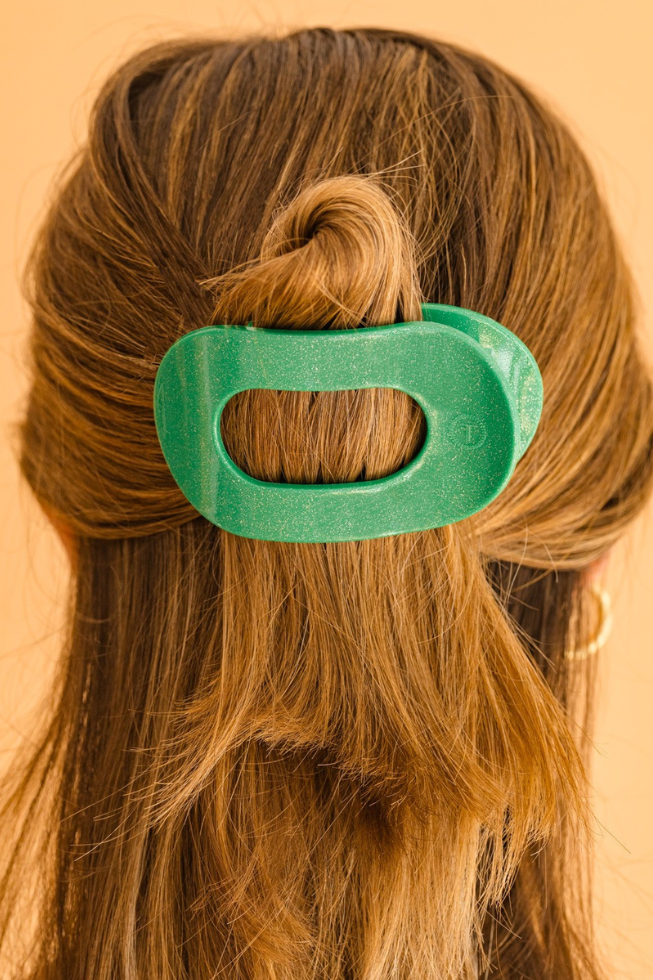 Round Flat Hair Clip | Medium | Shamrock Shimmer
