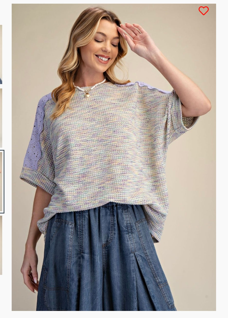 EYELET LACE DETAILING TOP
