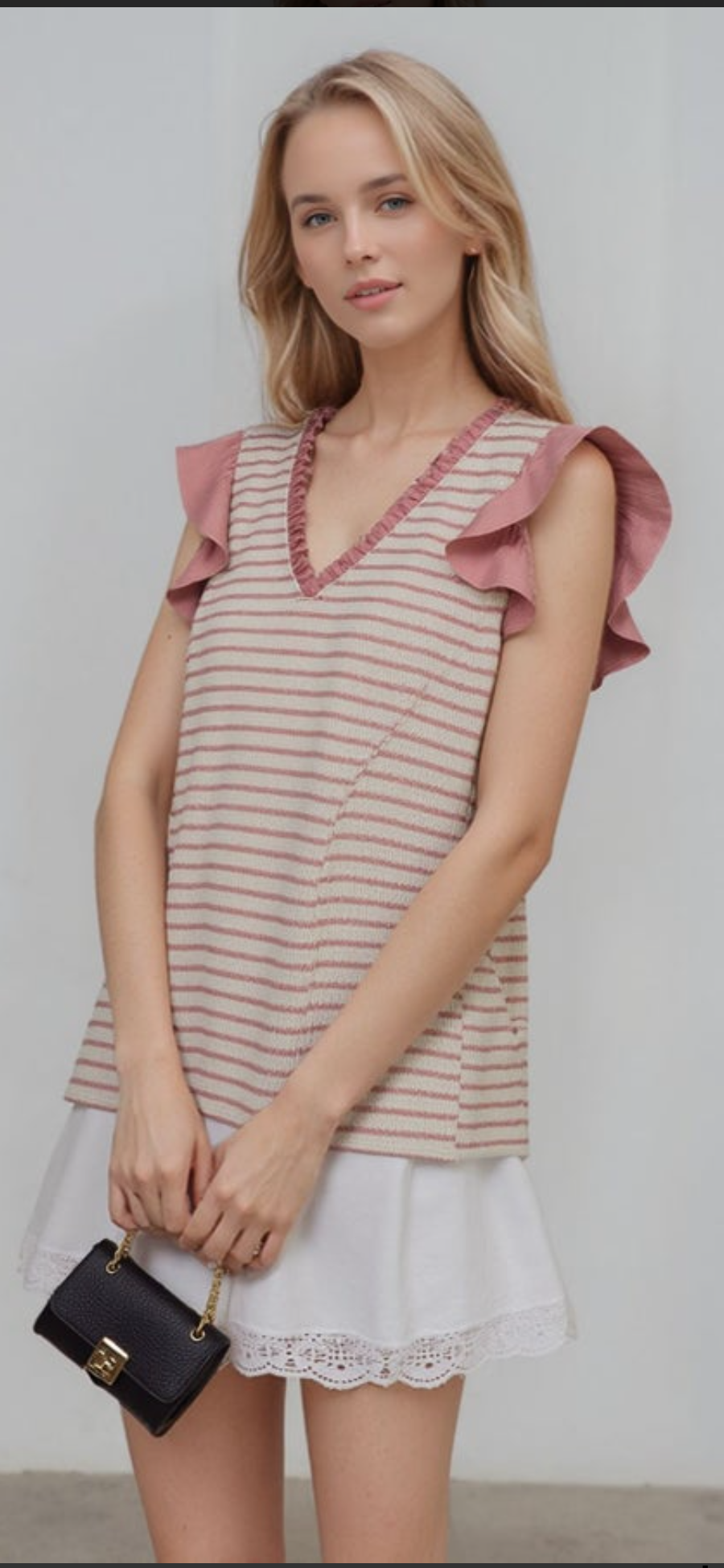 Striped Sleeveless Top in Blush