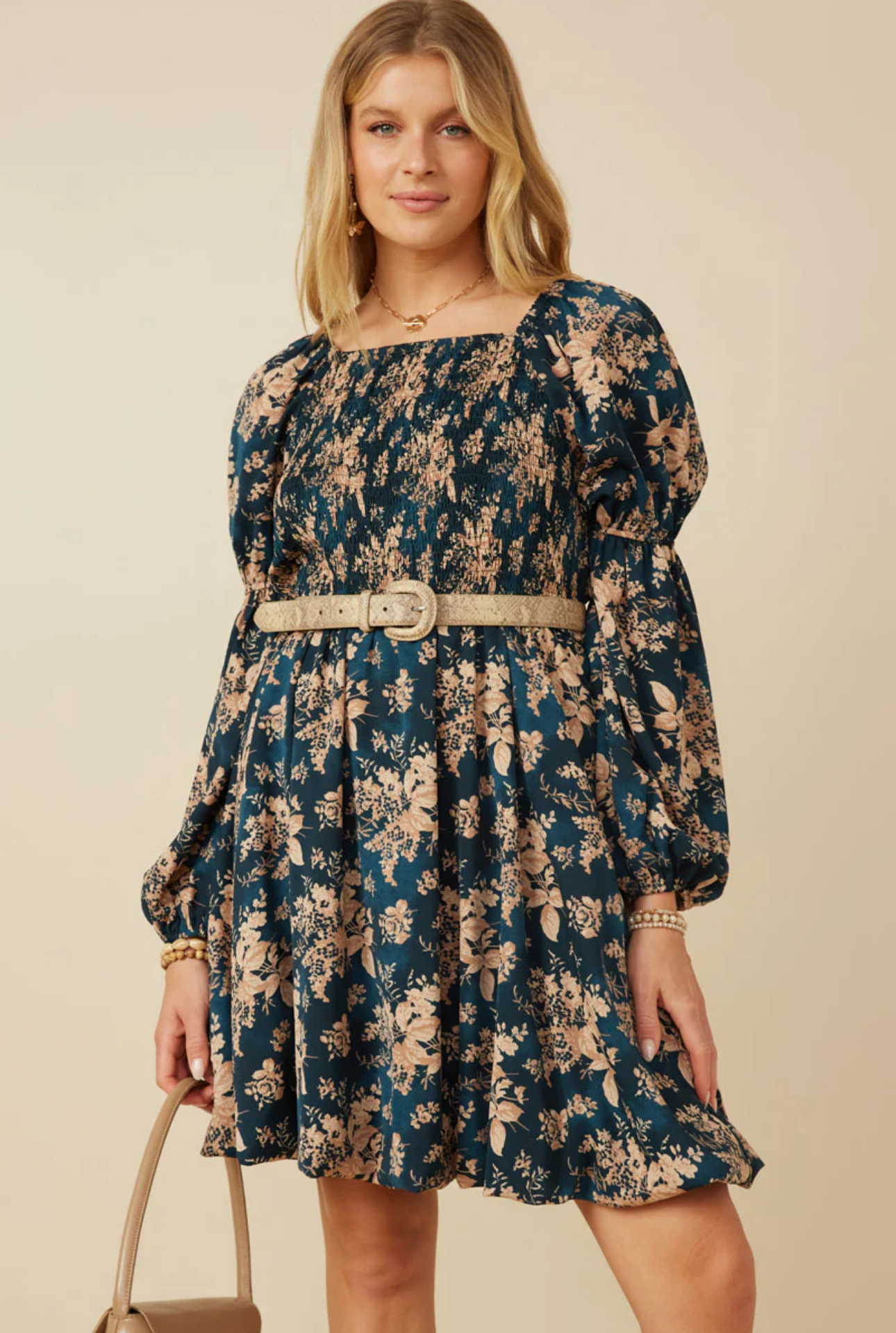 Floral Peasant Sleeve Dress