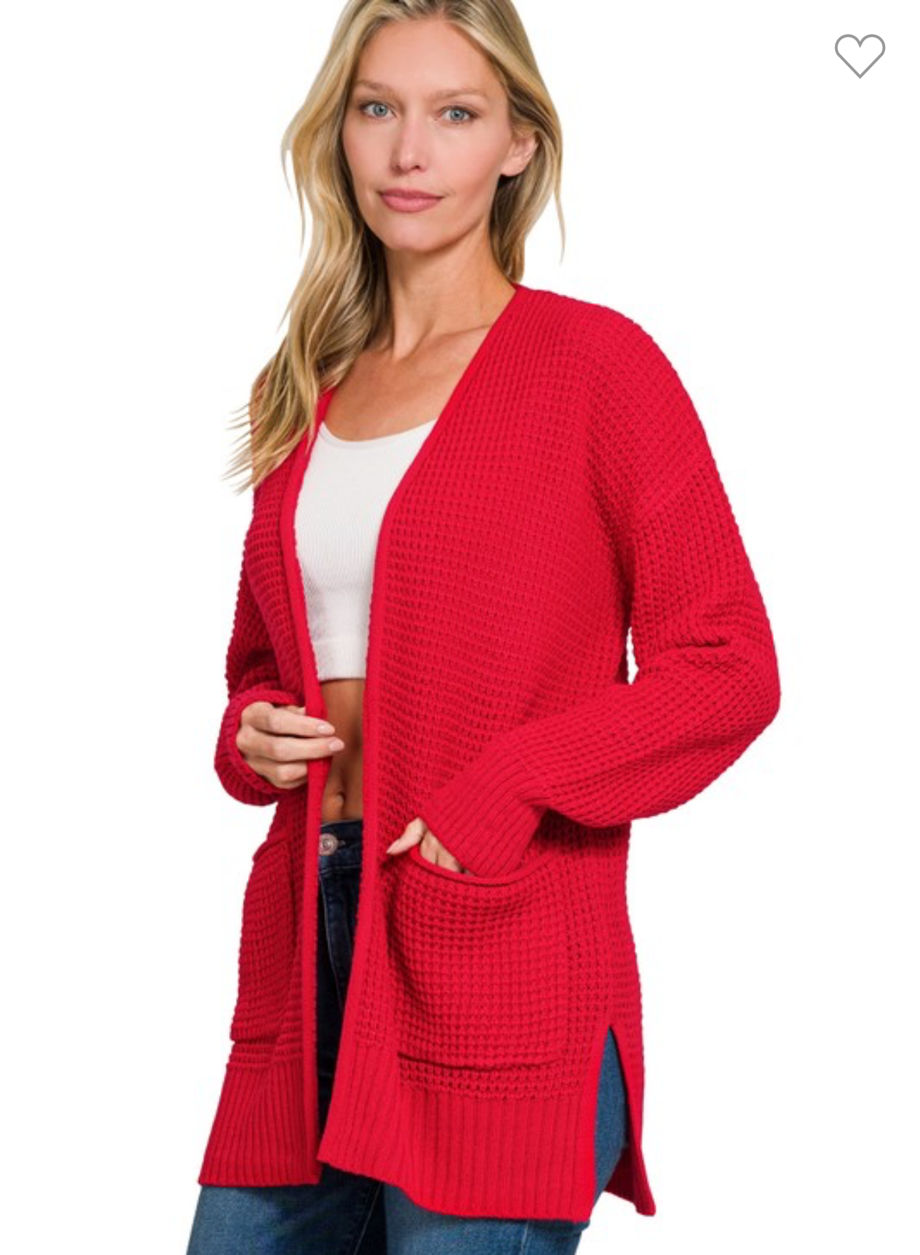 Ruby Waffle Knit Open Cardigan