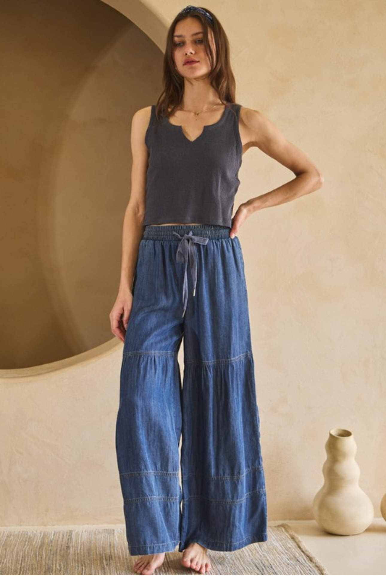 Washed Dark Chambray Pants