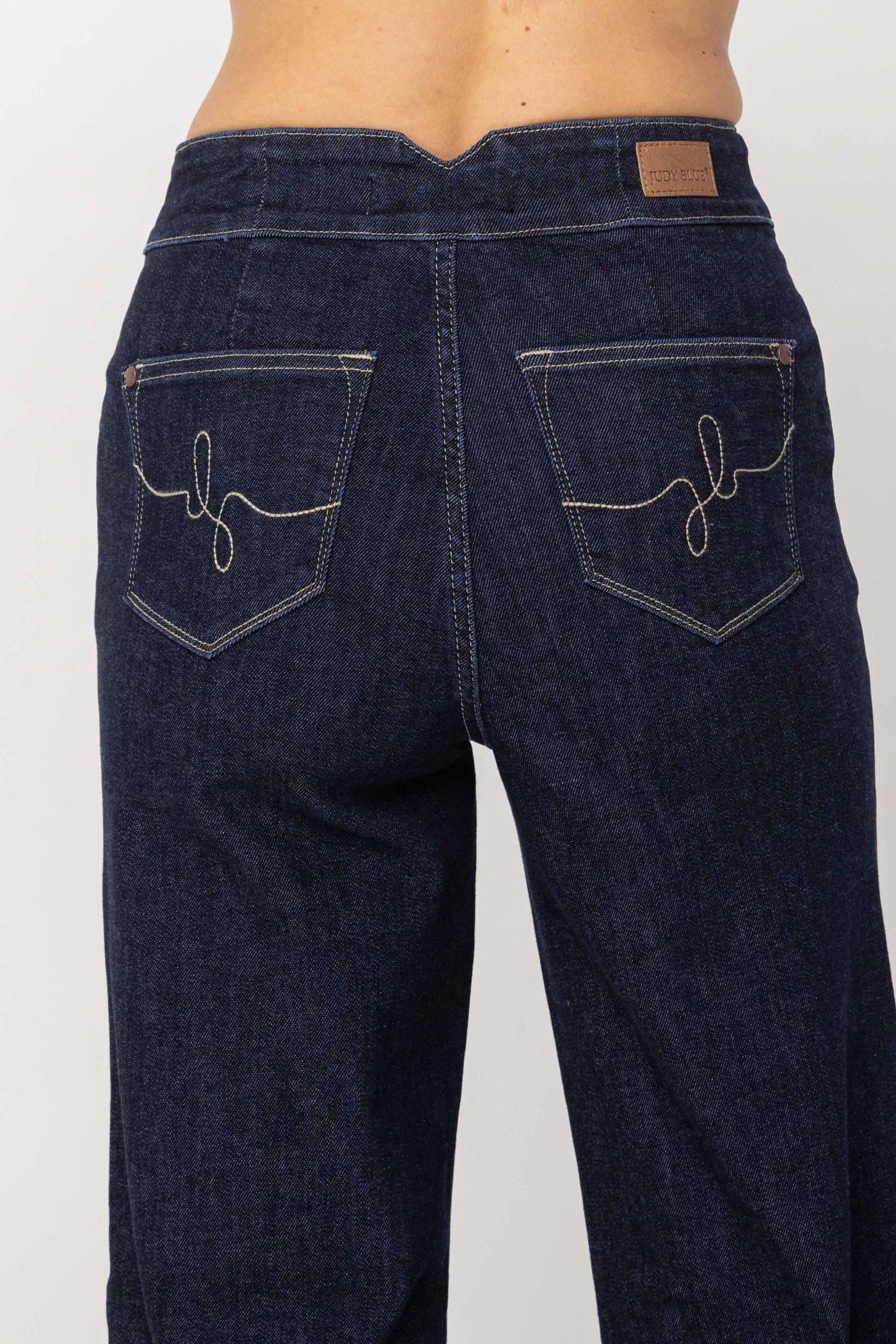 Judy Blue High Waist Dark Wash Geometric Waistband Wide Leg 88579 *FINAL SALE*