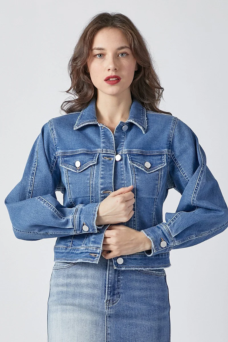 Balloon Sleeve Denim Jacket