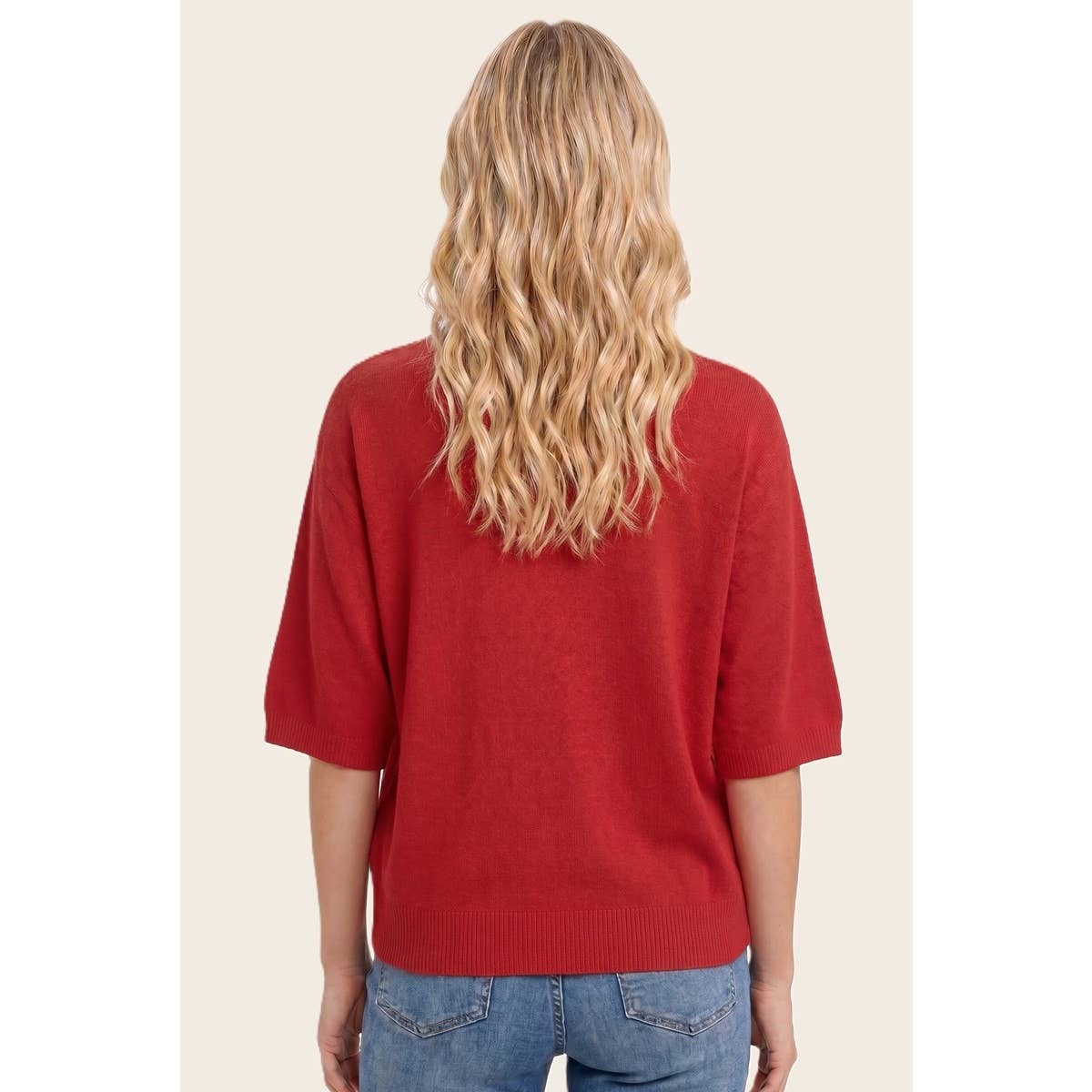 ELBOW SLEEVE SOLID SWEATER