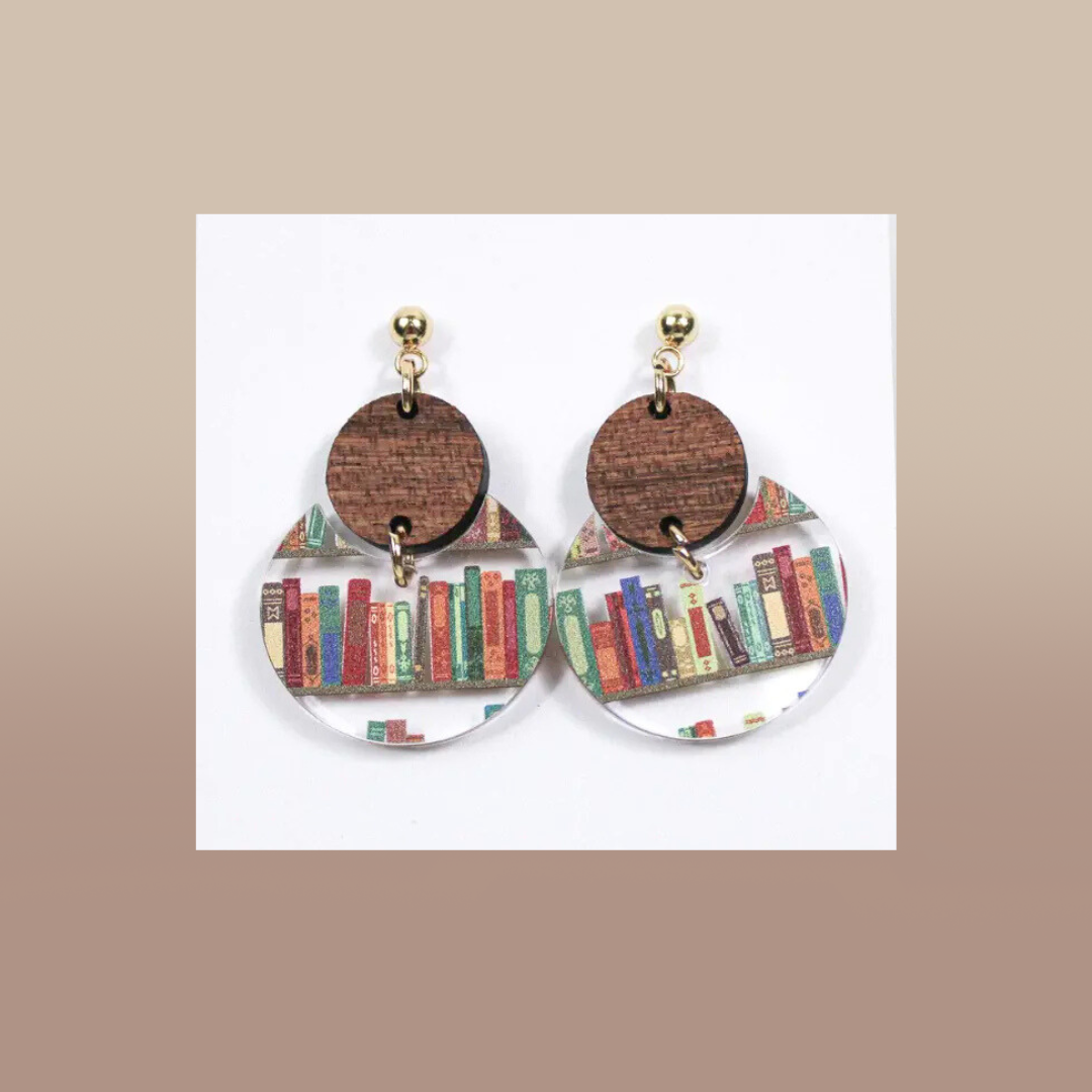 Book Lover Dangle Earrings, Acrylic Earrings