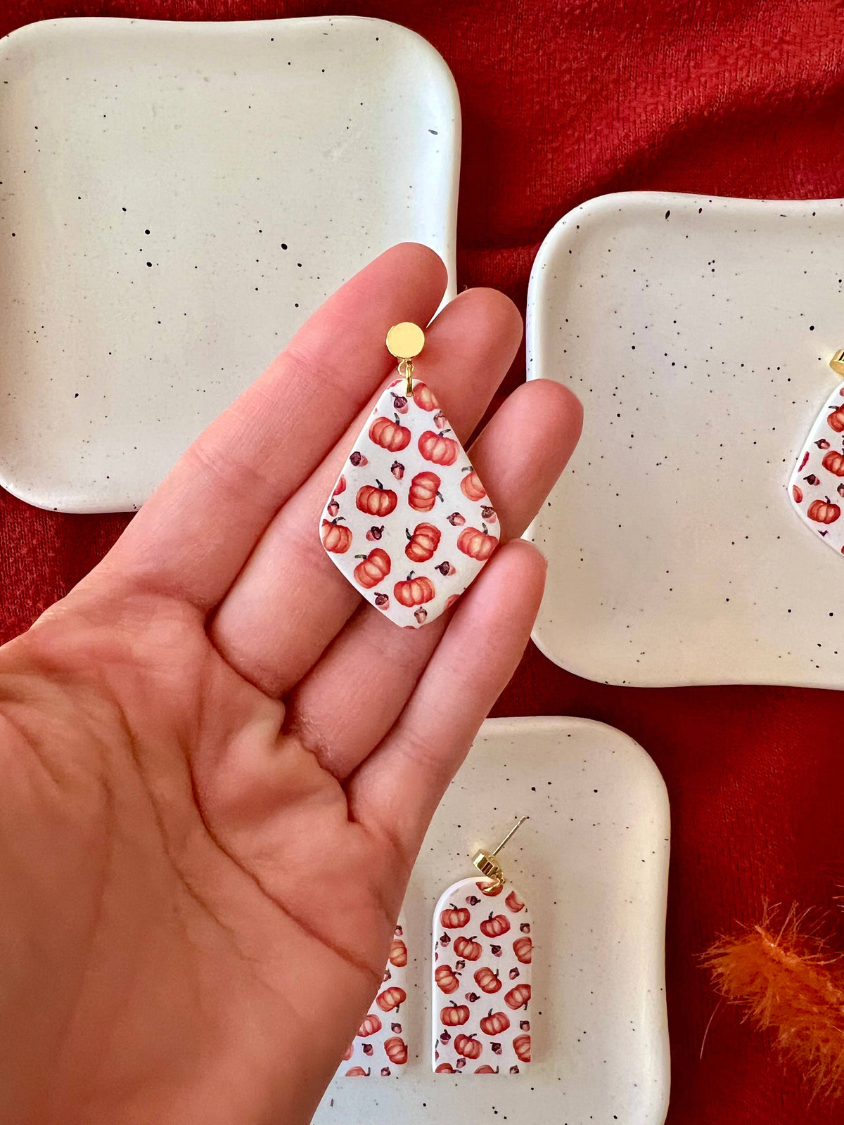 Pumpkin Patch Clay Earrings, Pumpkin Clay Earrings