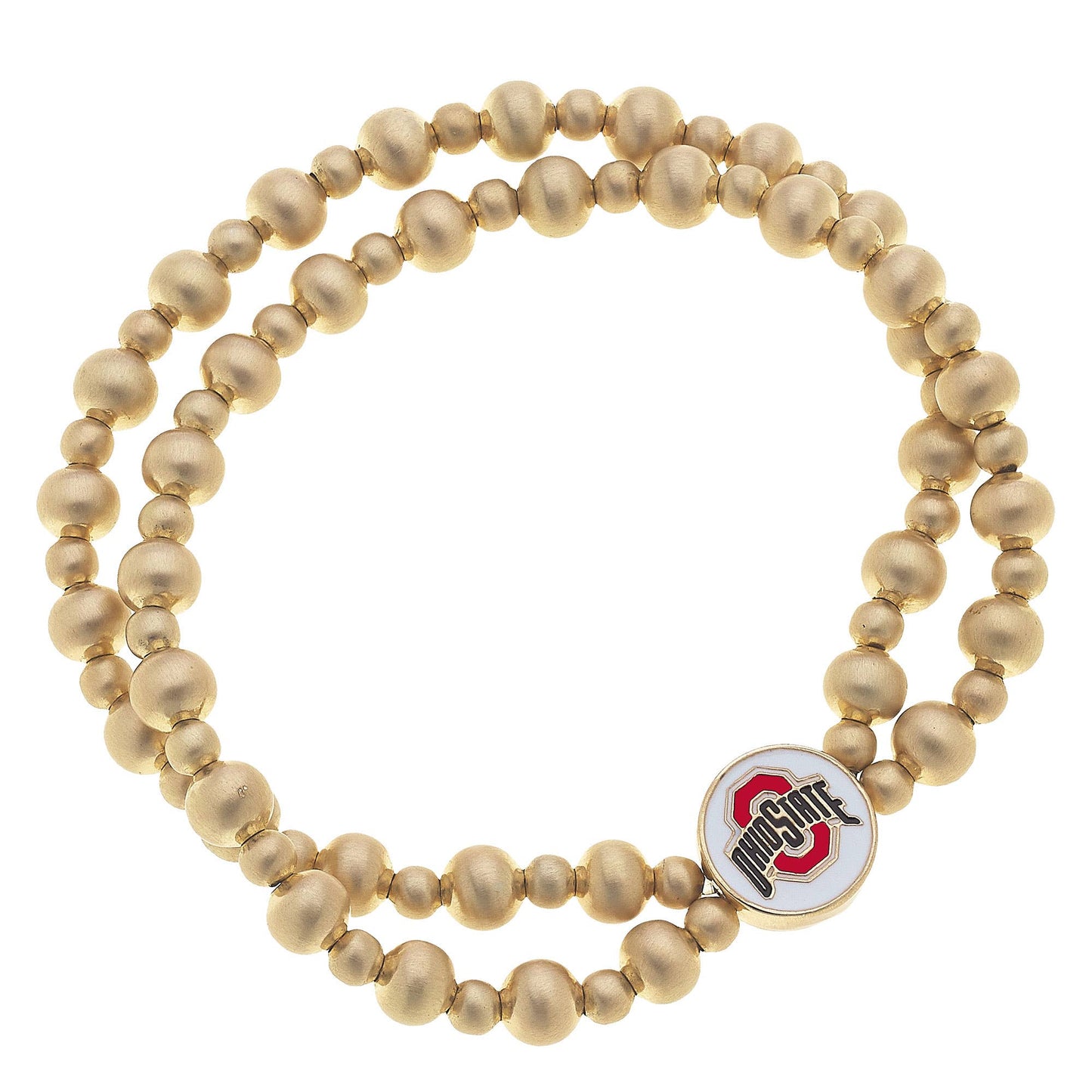 Ohio State Buckeyes 2-Row Ball Bead Stretch Bracelet