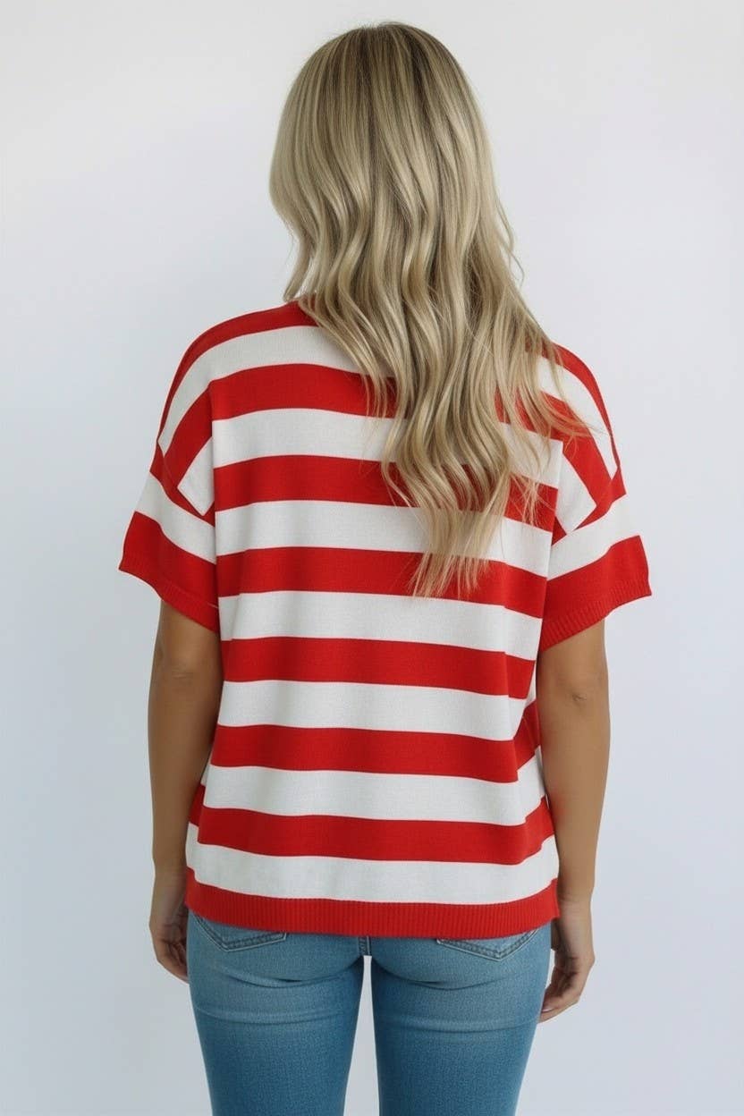 4th of July Stripe Star Patch Top