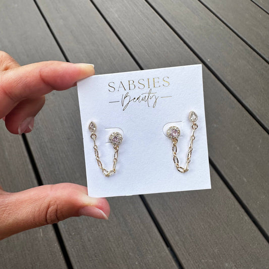 Pink Crystal Double Stud