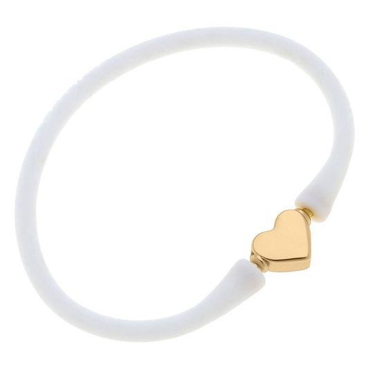 Bali 24K Gold Plated Heart Bead Silicone Bracelet