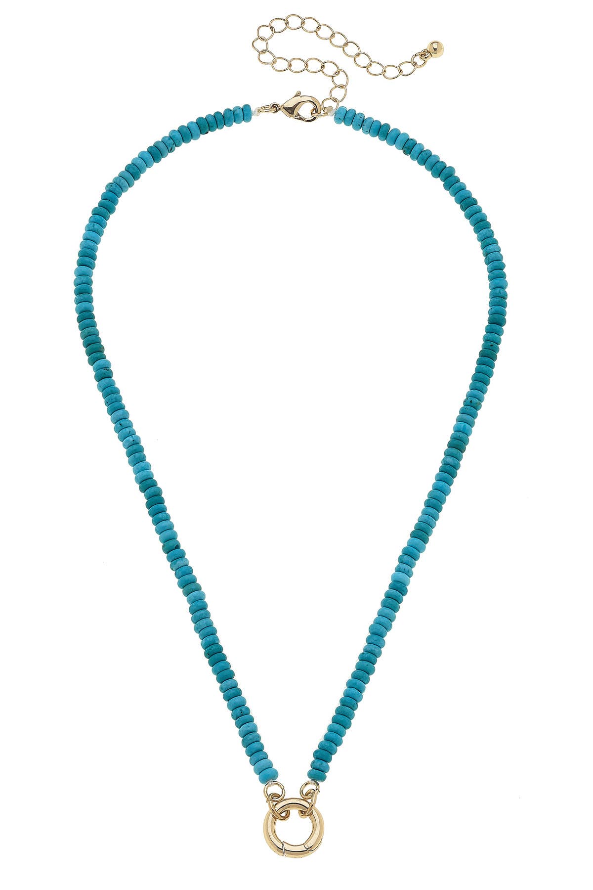 Lucy Gemstone Beaded Charm Necklace Base in Turquoise