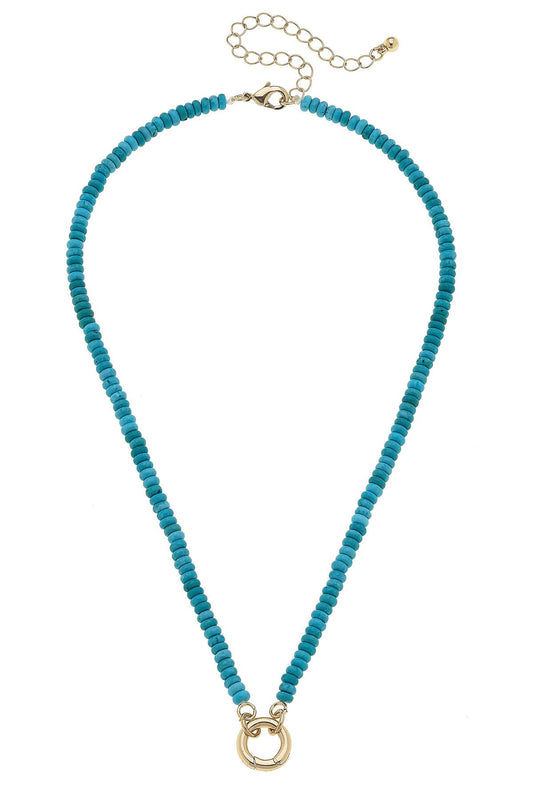 Lucy Gemstone Beaded Charm Necklace Base in Turquoise