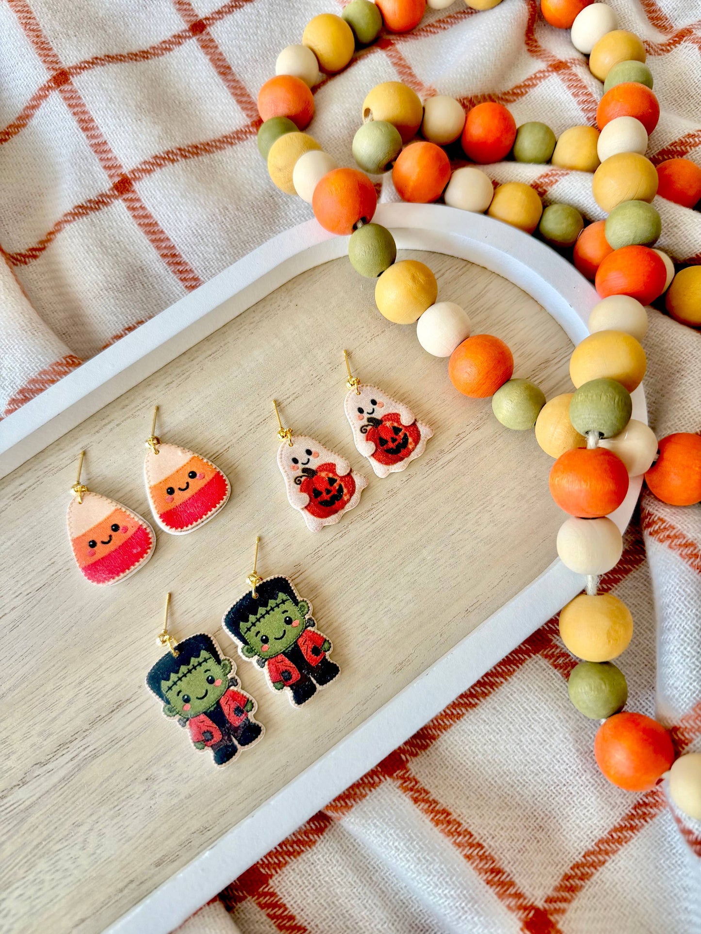 Candy Corn Earrings, Frankenstein Earrings, Ghost Earrings