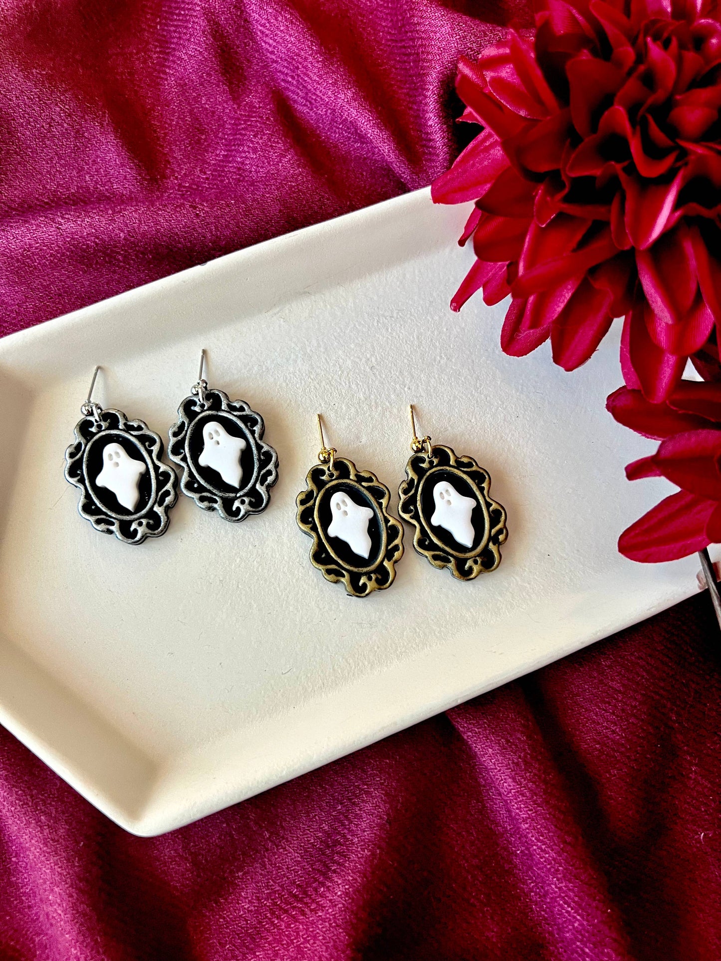 Ghost Frame Earrings, Framed Ghost Earrings, Halloween