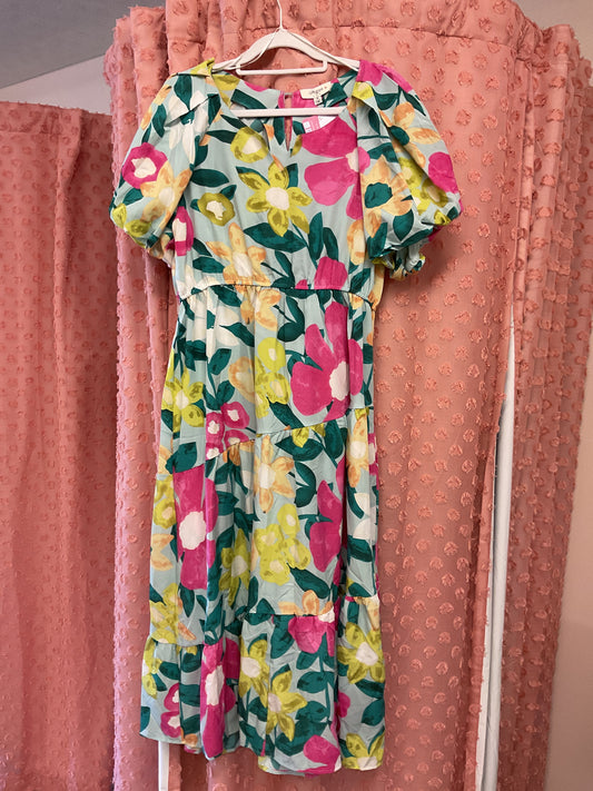 Floral Bubble Sleeve Dress *FINAL SALE*