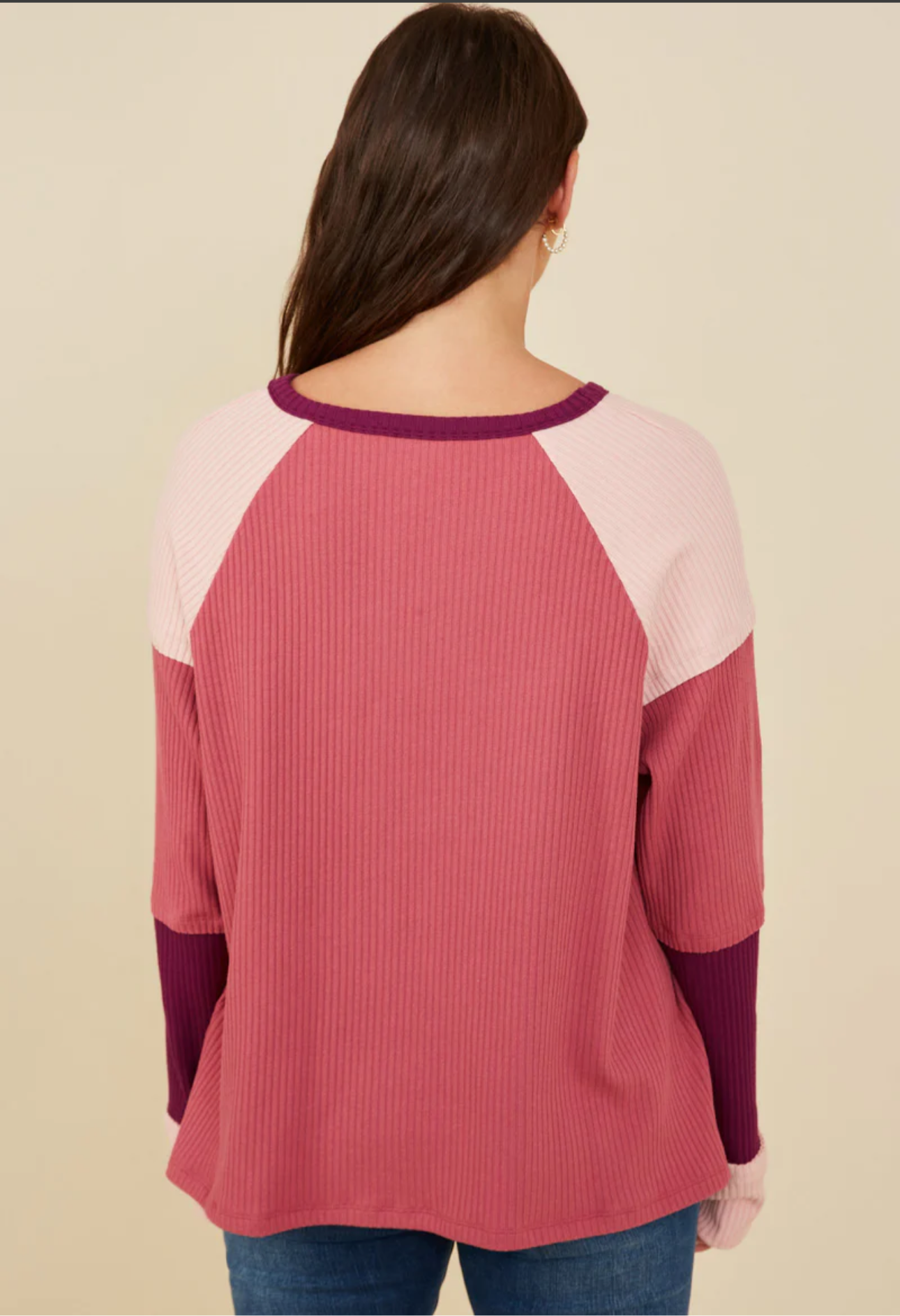 Color Block Ribbed Top