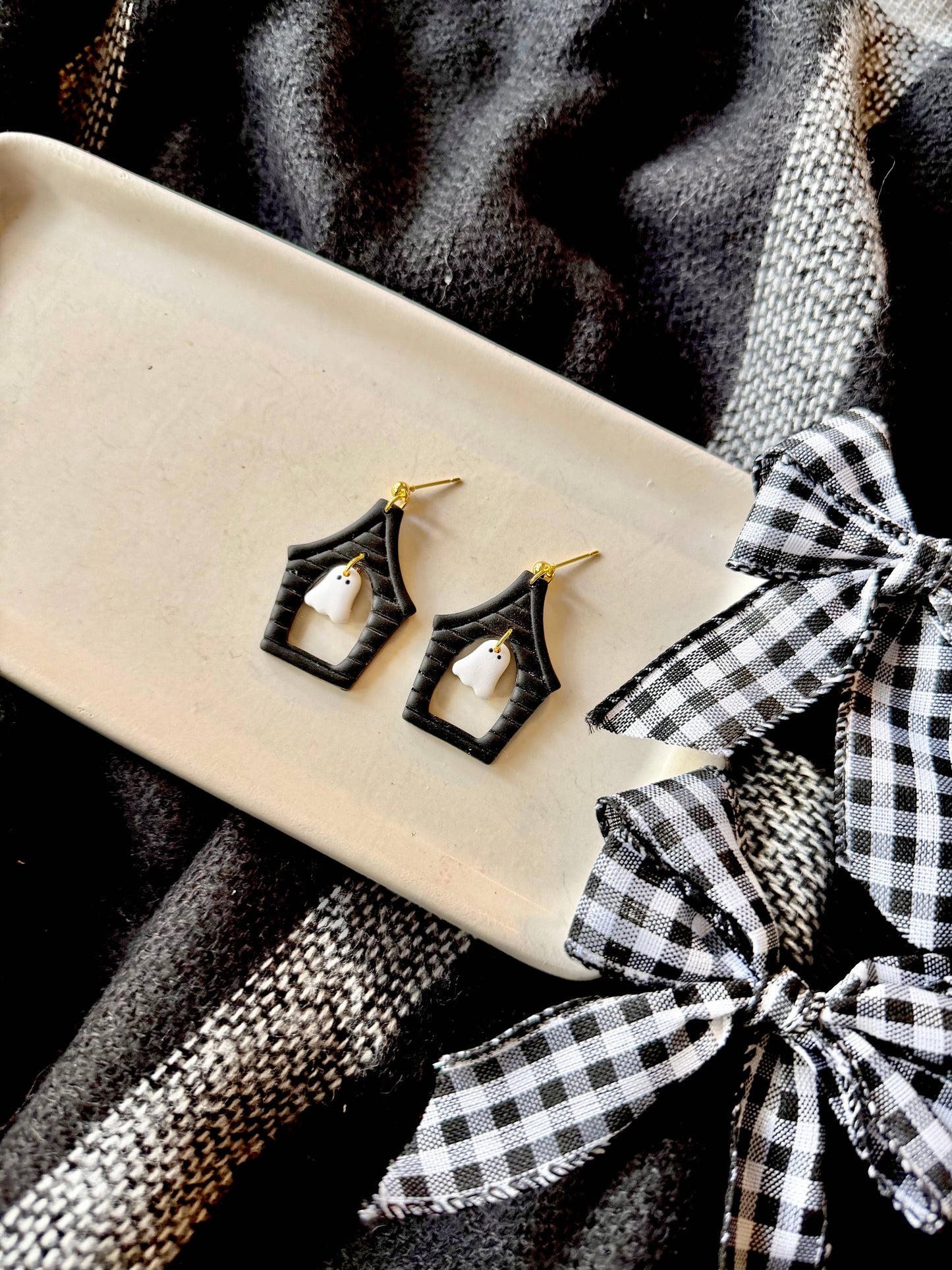Haunted House Earrings, Halloween Earrings, Spooky Earrings