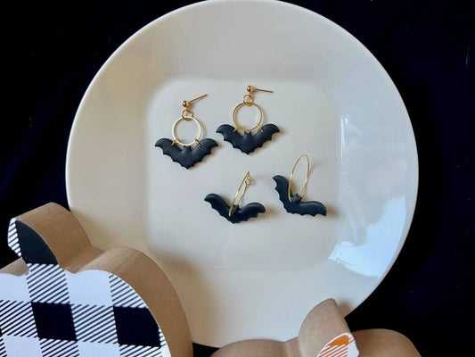 Bat Halloween Clay Earrings