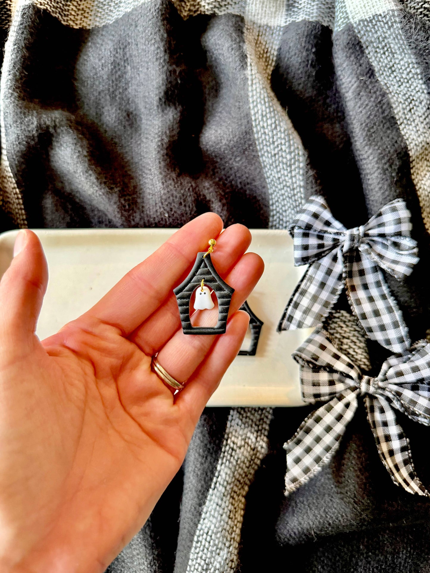 Haunted House Earrings, Halloween Earrings, Spooky Earrings