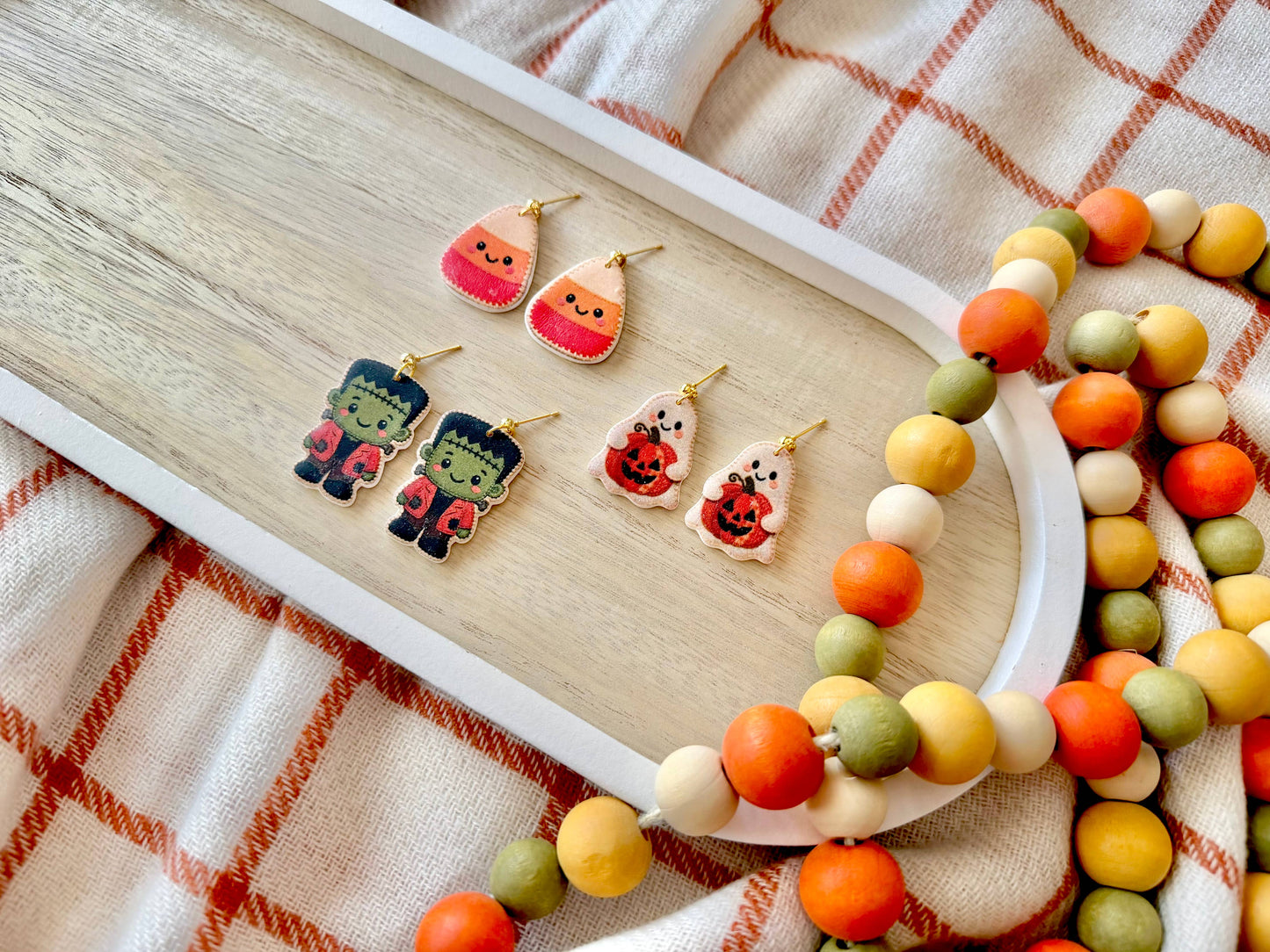 Candy Corn Earrings, Frankenstein Earrings, Ghost Earrings