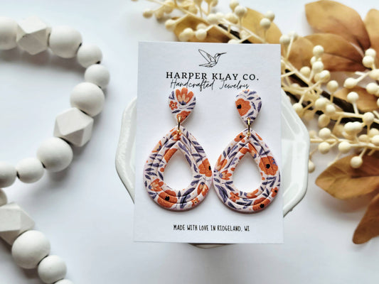 The Embossed Teardrop Set- Polymer Clay Dangle Earrings