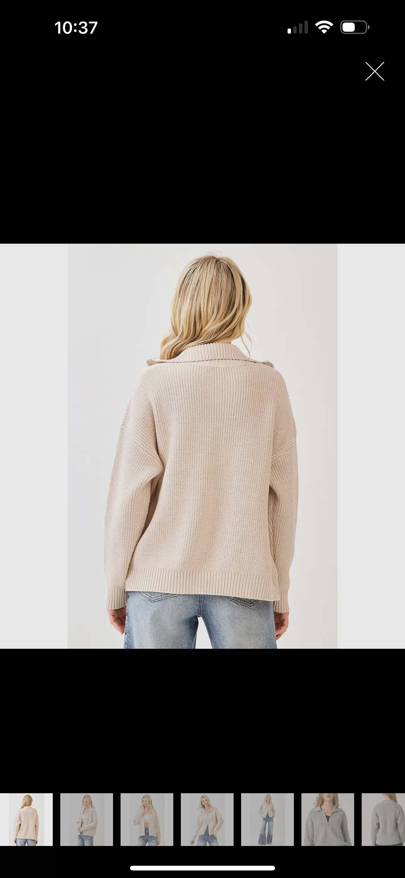 Cream Double Zip Sweater