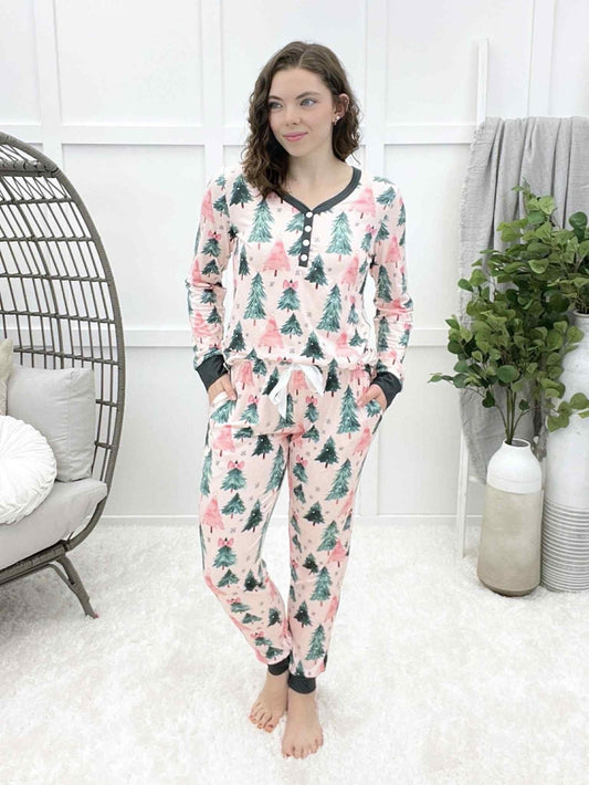 Long Sleeve Christmas Women Jogger PJ Set