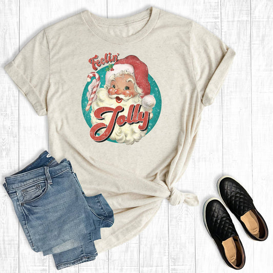 Retro Christmas Feeling Joly Santa Graphic Tee