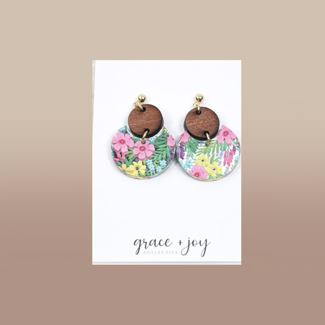 Floral Dangle Earrings, Acrylic Earrings Flower