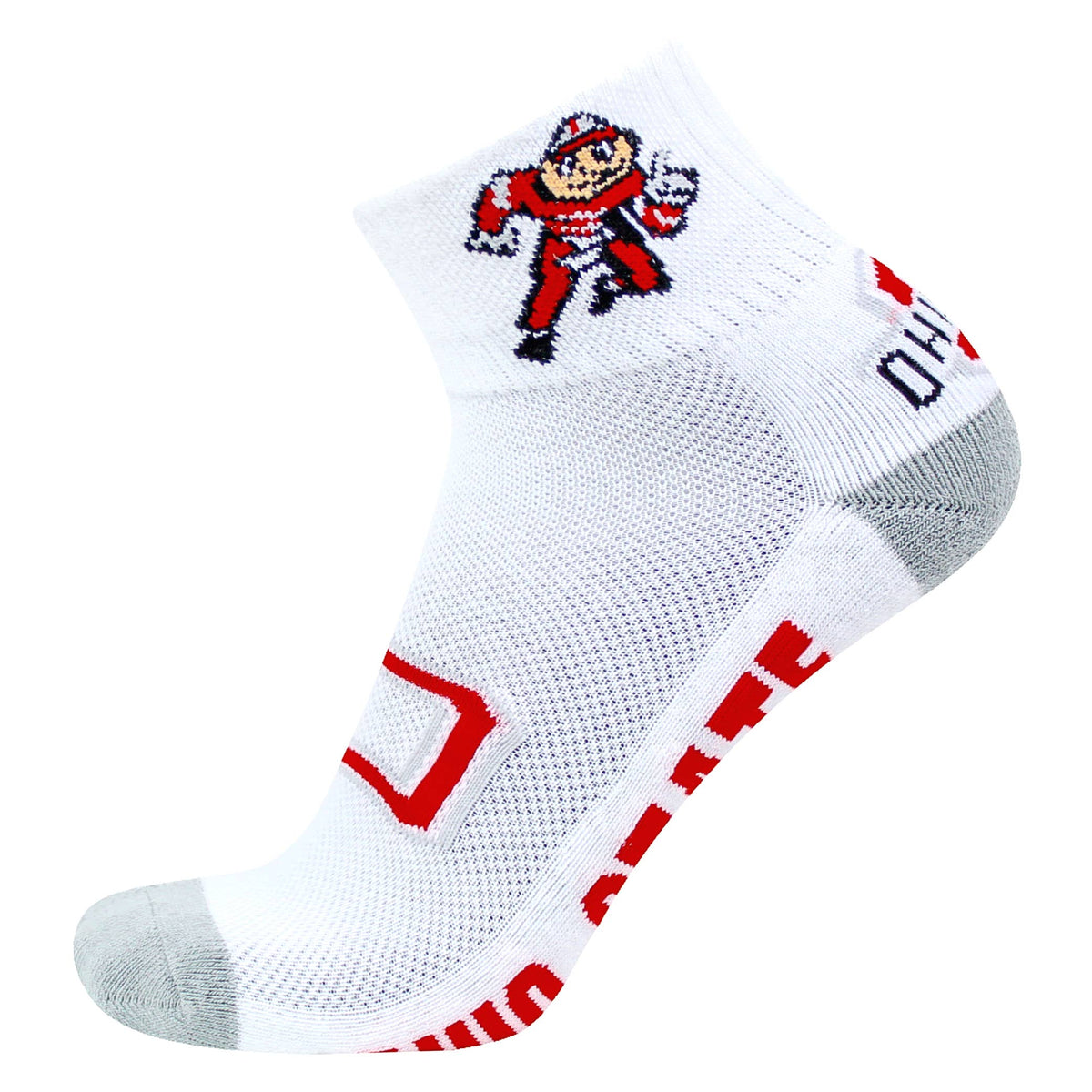 Ohio State Buckeyes White Quarter Socks - Brutus
