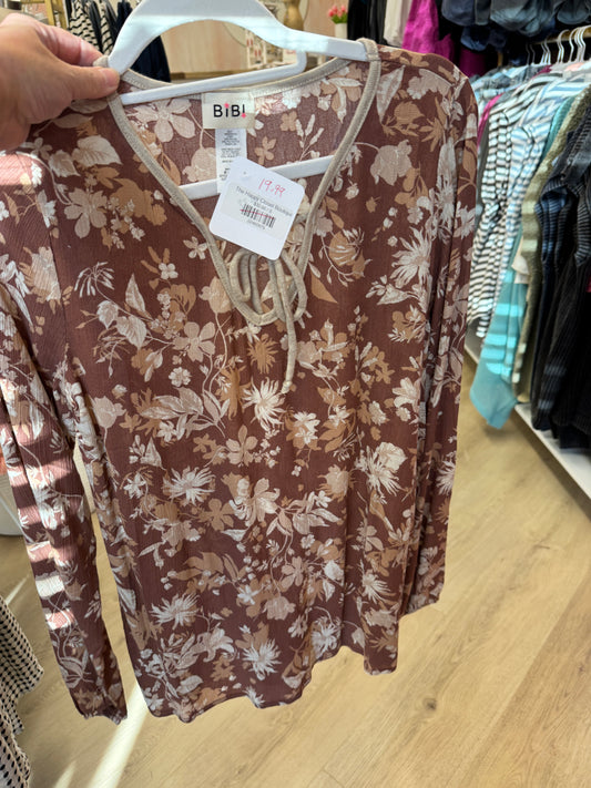 Brown Floral Long Sleeve *Final Sale*