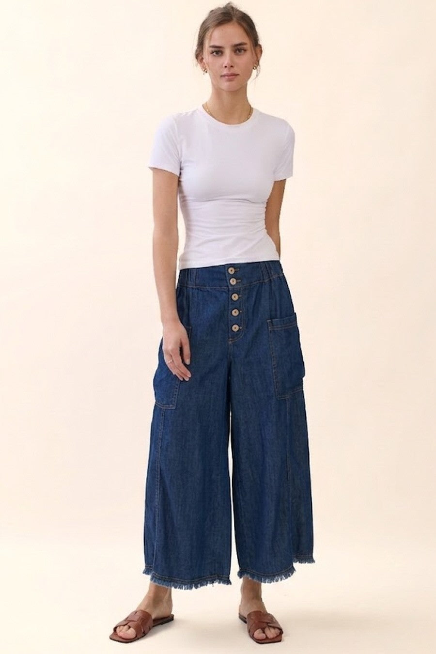 Wide Leg Chambray Pants