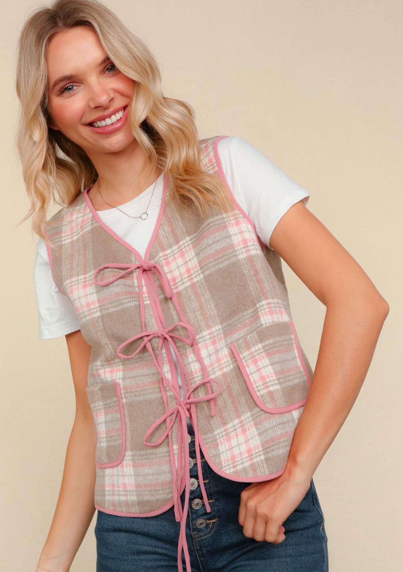Plaid Vest with pockets