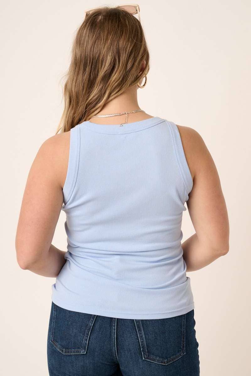 PLUS RIB KNIT ROUND NECK TANK