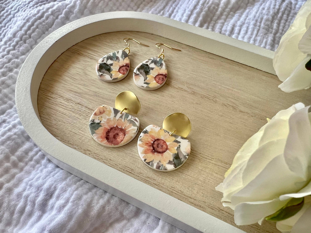 Sunflower Clay Earrings