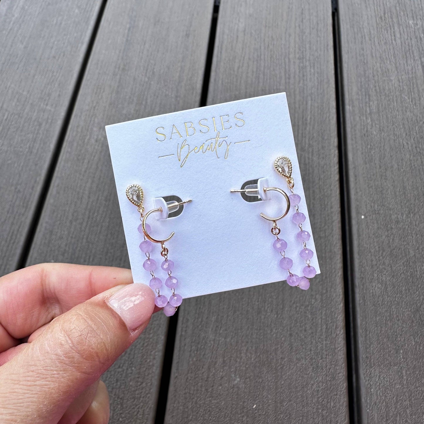Lavender Gold Hoop Double Stud