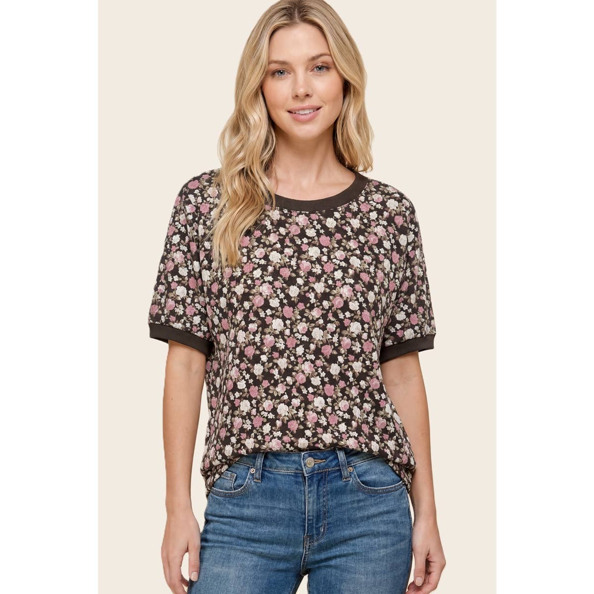 FLROAL PRINTED JERSEY TOP