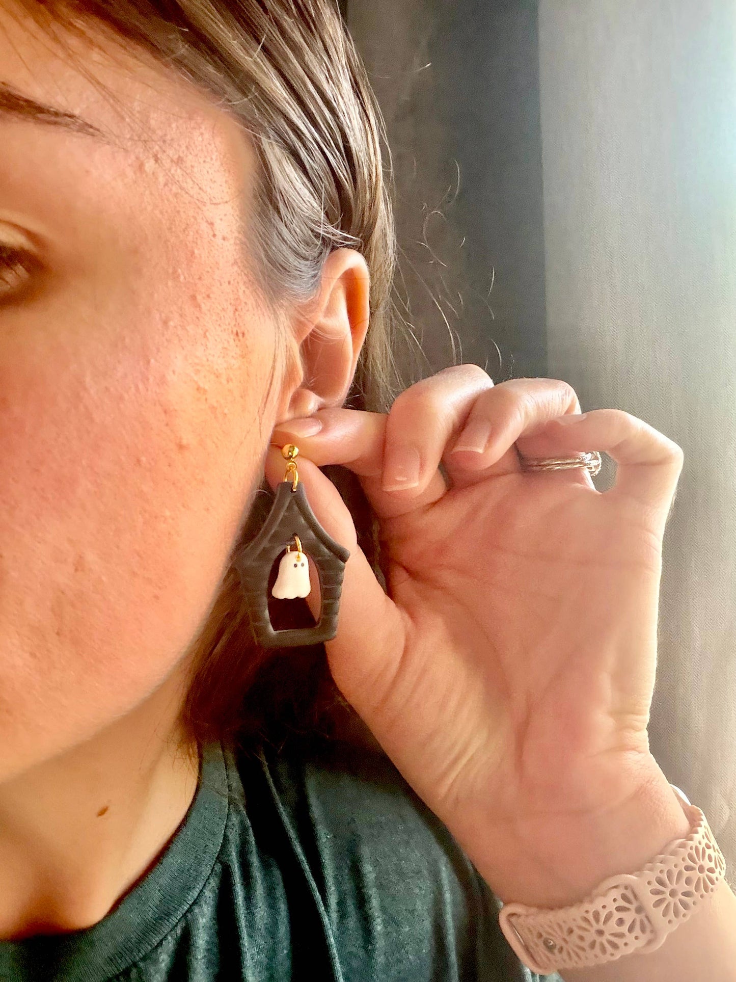 Haunted House Earrings, Halloween Earrings, Spooky Earrings