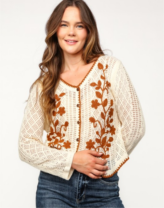 Embroidery Crochet Cardigan