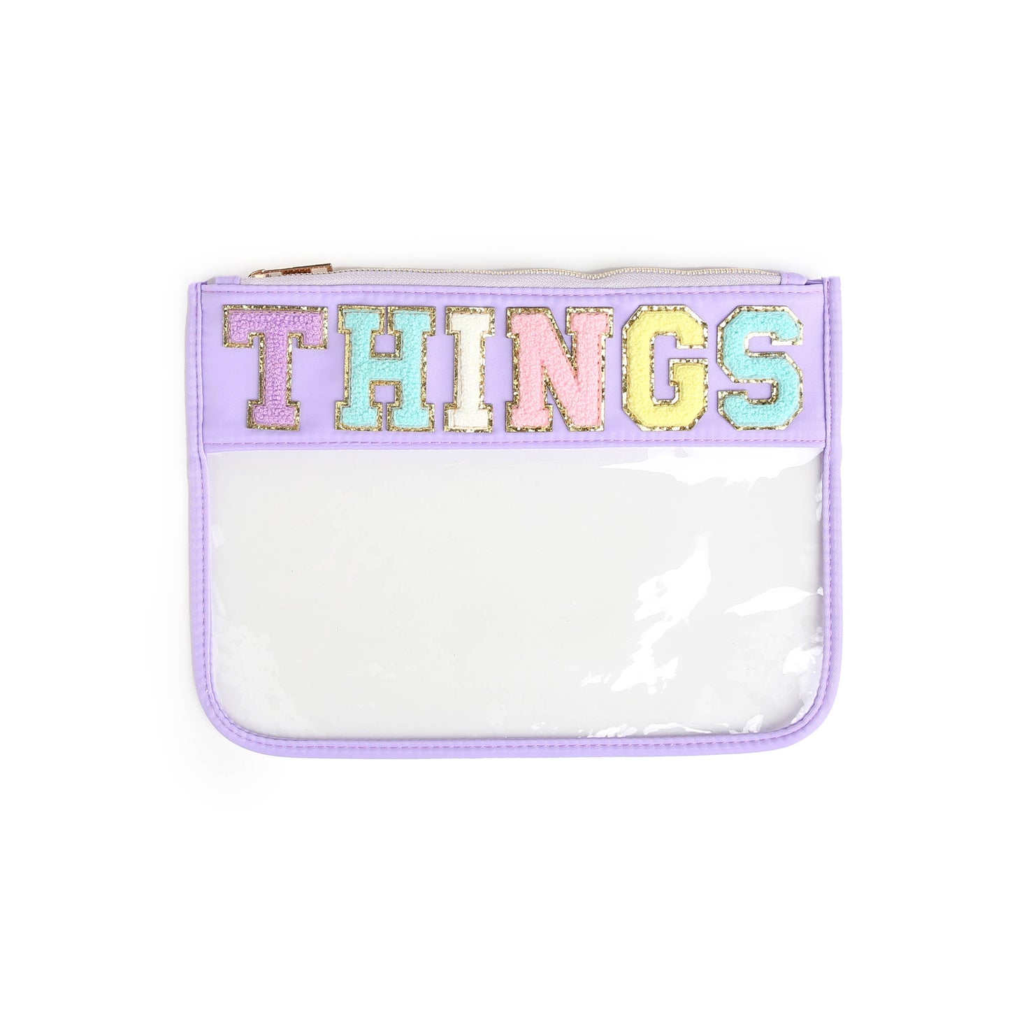 Varsity Letter Patch Clear Zippered Pouch Bag